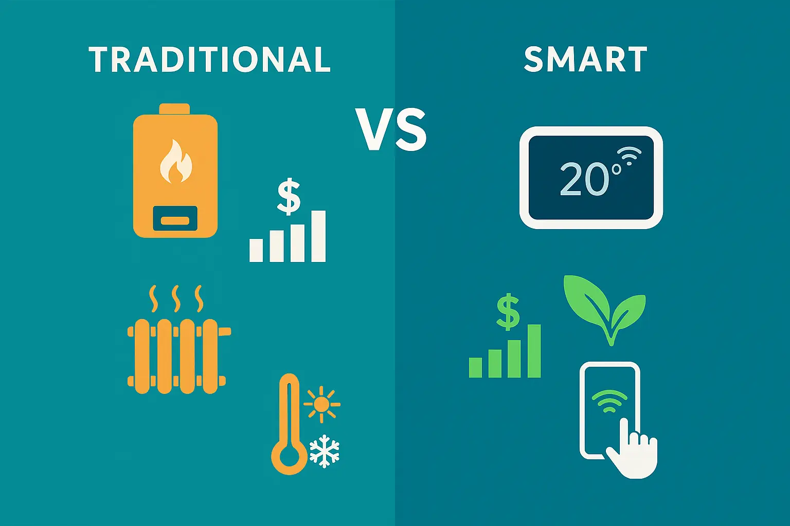 Traditional vs smart heating system